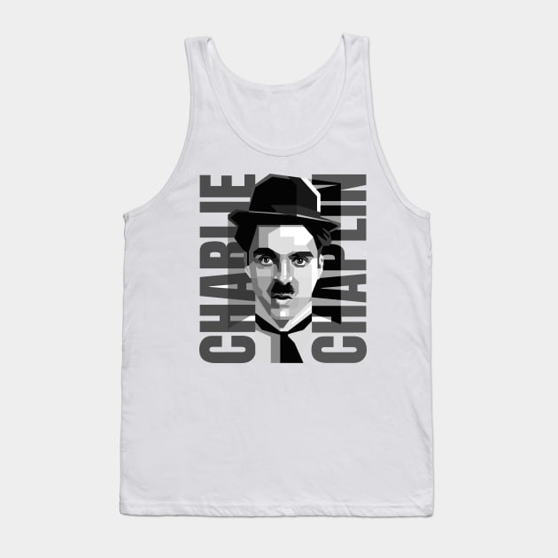 Charlie Chaplin Vintage Pop Art Tank Top by Laksana Ardie Store